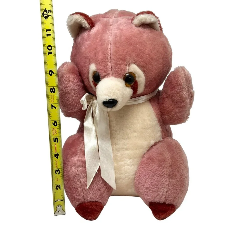 Vintage Ace Novelty Co. Pink Maroon Raccoon Plush Stuffed Animal Toy 12